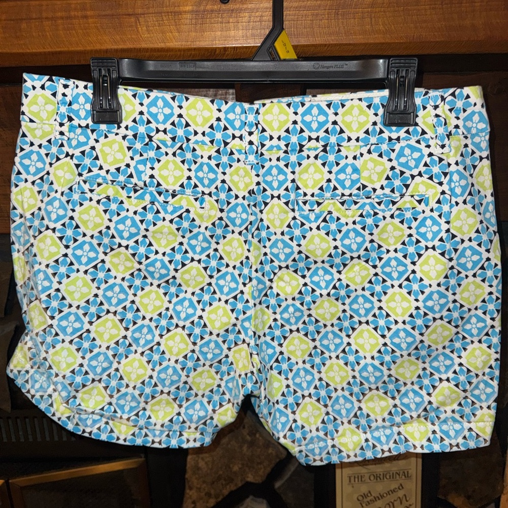 Crown & Ivy Blue and Yellow Geometric Women's Shorts - Picture 2 of 3